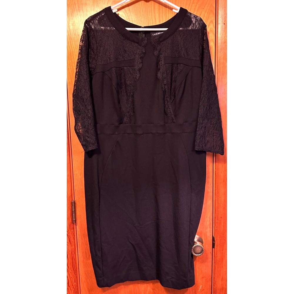 Lane Bryant Black Lace Sleeve Sheath Party Cocktail Fancy Dress Size 18